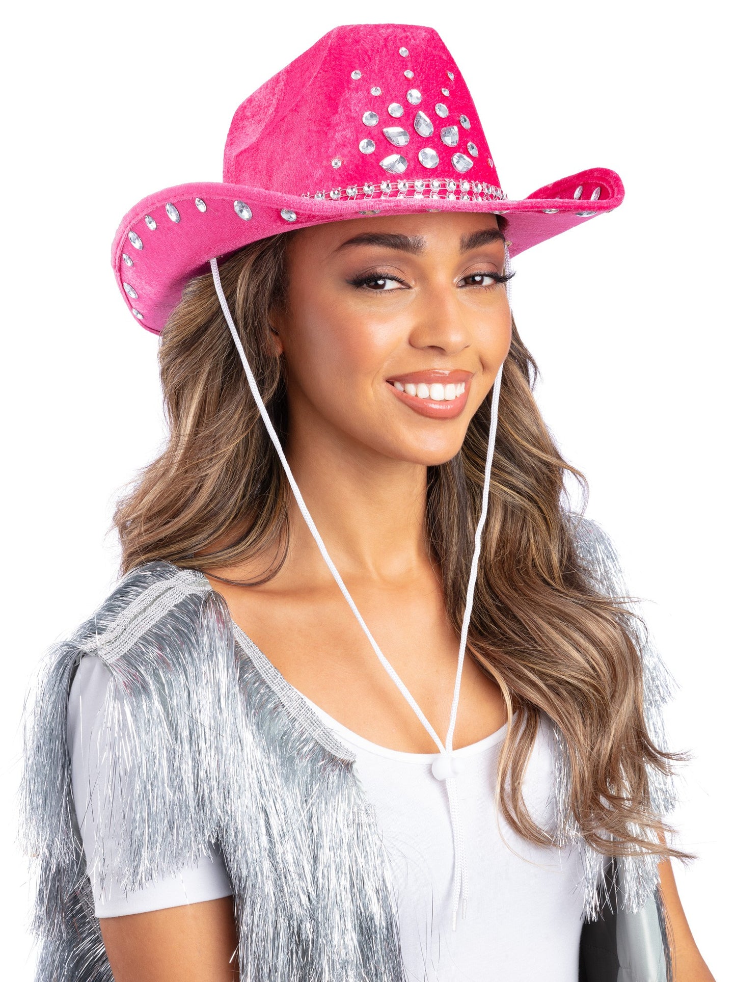 Smiffys Hot Pink Rhinestone Cowboyhut WESTERN für Erwachsene – Produktansicht