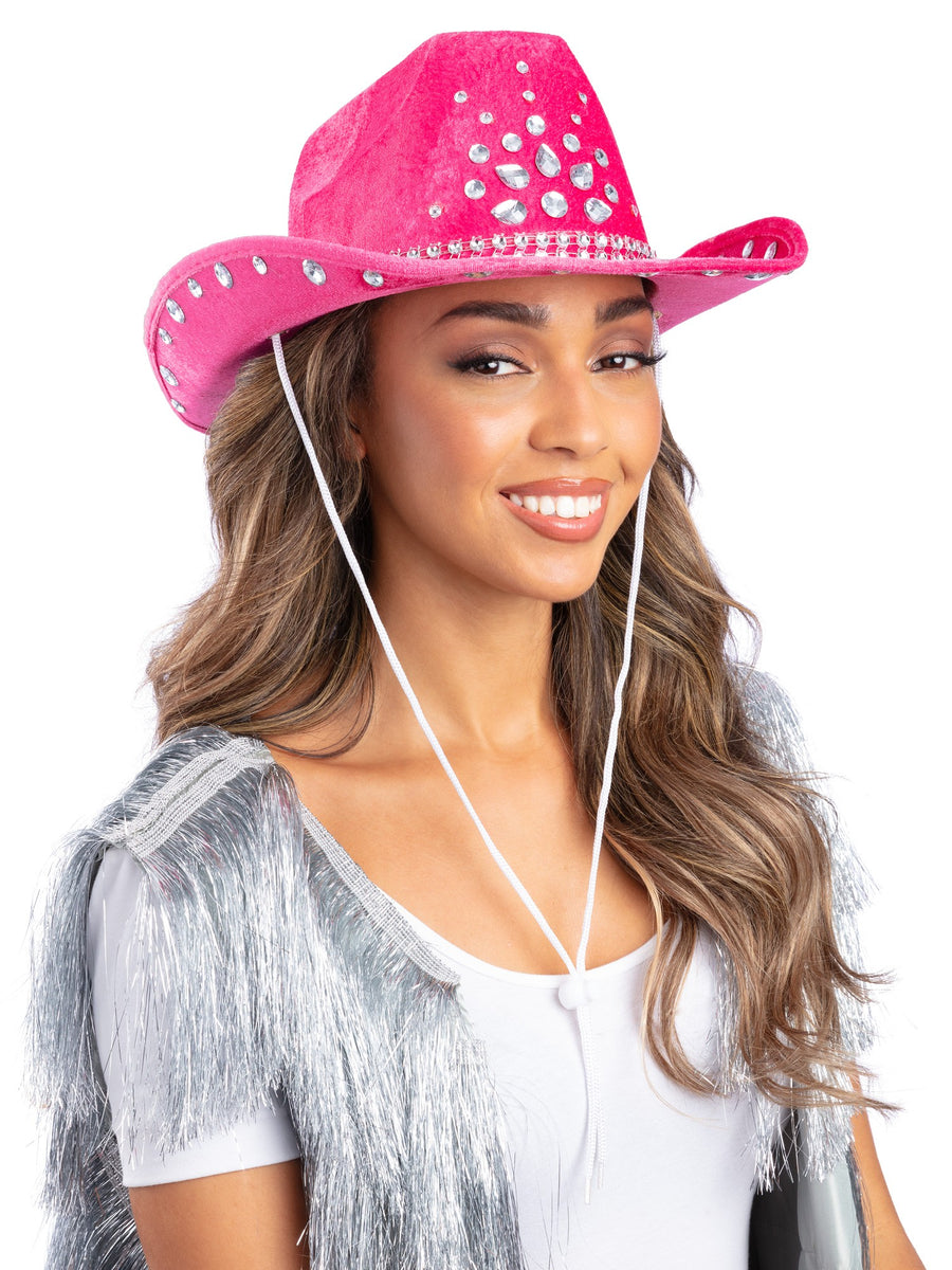 Smiffys WESTERN Hot Pink Rhinestone Cowboyhut für Erwachsene – Produktansicht