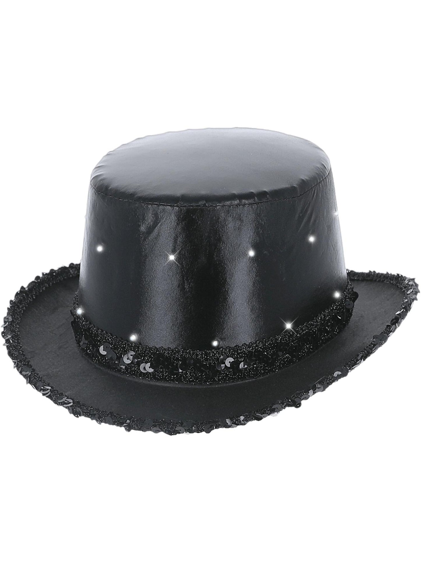 Smiffys LED Light Up Metallic Top Hat, Black für Unisex