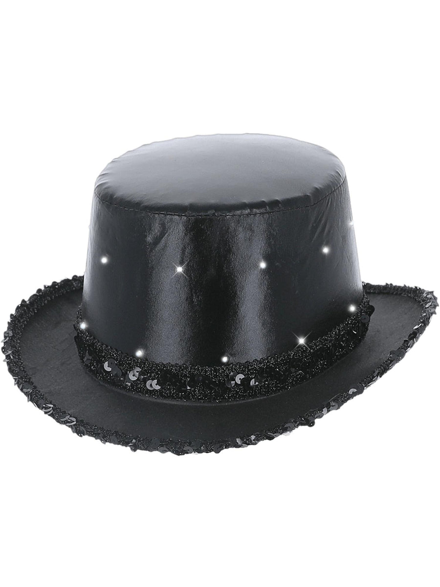 Smiffys LED Light Up Metallic Top Hat, Black für Unisex