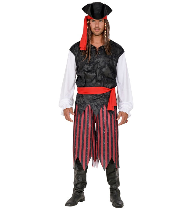 Piratenkostüm Karibik mit Hemd, Weste, Hose, Gürtel, Stirnband und Hut
