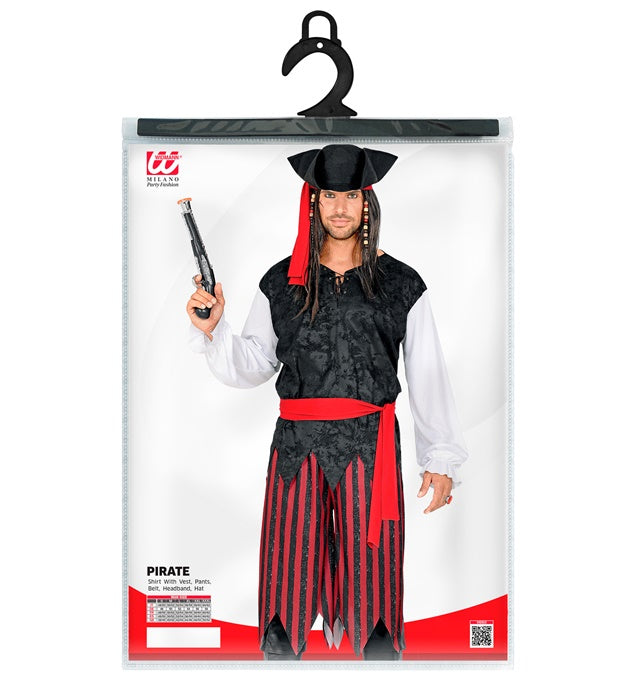 Piratenkostüm Karibik mit Hemd, Weste, Hose, Gürtel, Stirnband und Hut