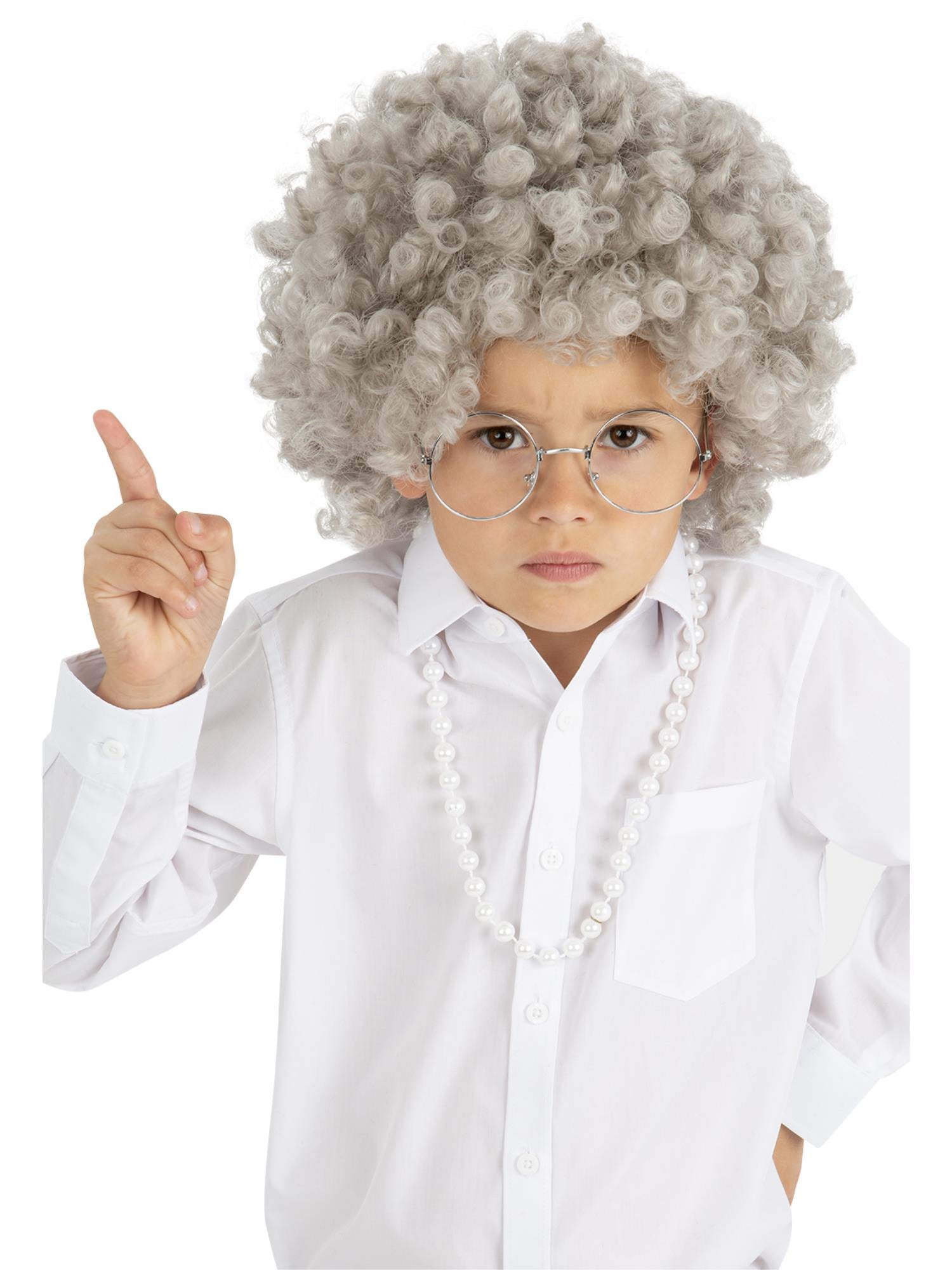 Smiffys graue Kinderperücke Granny Perm