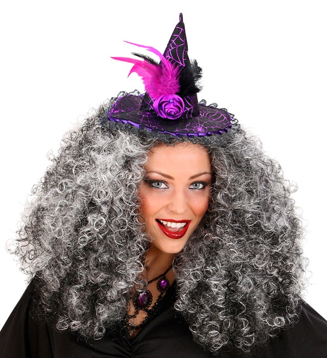 Schwarzer Haarreif mit kleinem Hexenhut als Halloween- und Fasnacht-Accessoire