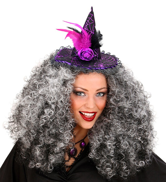Schwarzer Haarreif mit kleinem Hexenhut als Halloween- und Fasnacht-Accessoire