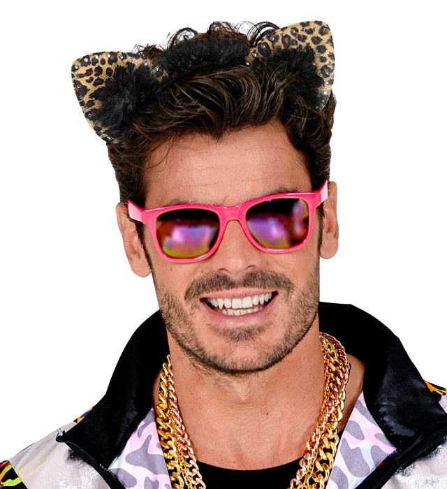 Leopardenohren mit funkelndem Strass auf schwarzem Haarband