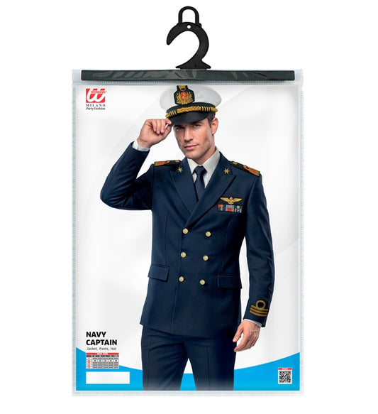Navy Kapitän Kostüm mit Jackett, Hose und Kapitänsmütze für Fasnacht