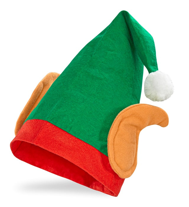 Weihnachtselfen Mütze mit Ohren in rot-grün, festliches Fasnachtsaccessoire