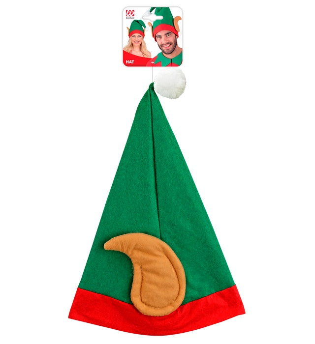 Weihnachtselfen Mütze mit Ohren in rot-grün, festliches Fasnachtsaccessoire