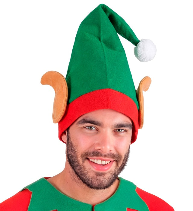 Weihnachtselfen Mütze mit Ohren in rot-grün, festliches Fasnachtsaccessoire