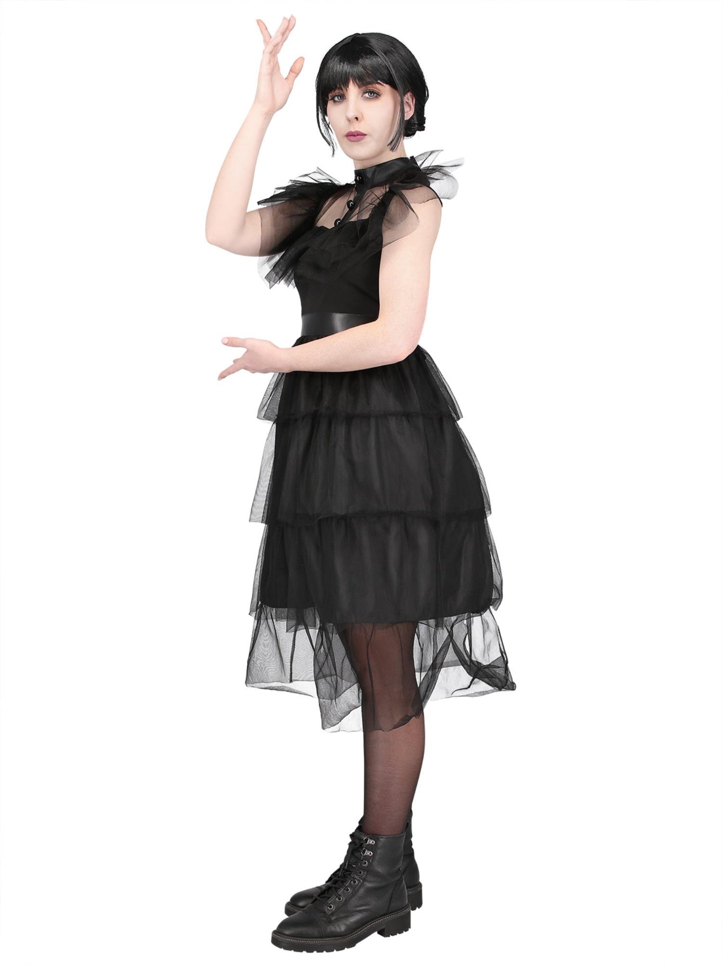 Smiffys Gothic-Girl-Prom-Kostüm für Damen in Schwarz – Detailansicht