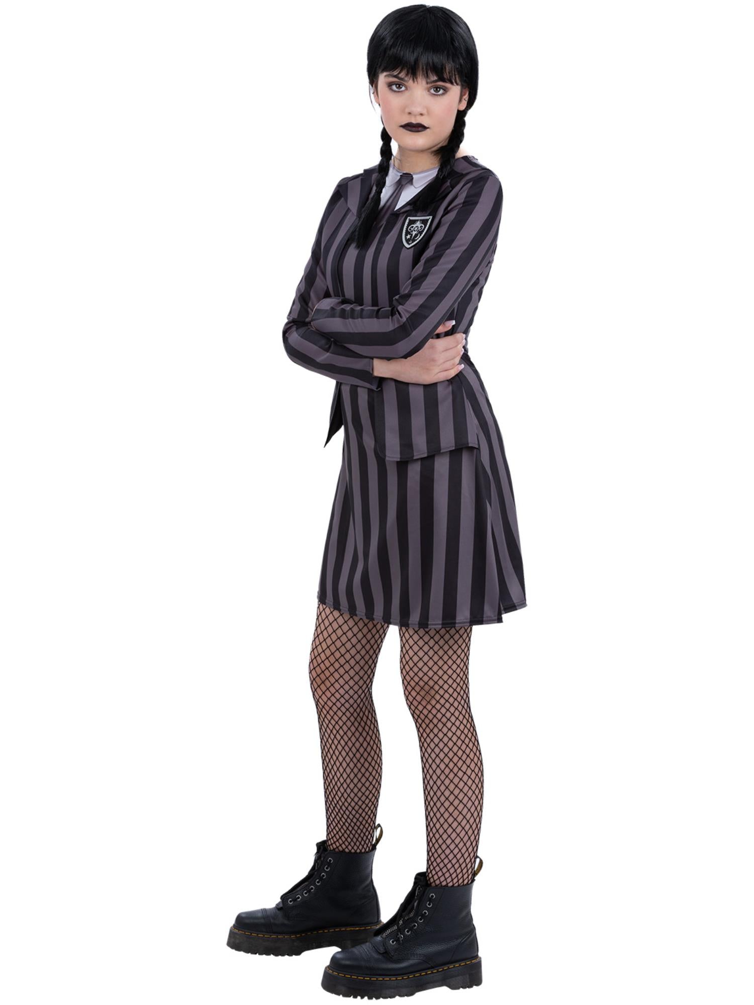 Smiffys Gothic-Girl-Schuluniform-Kostüm für Mädchen in Grün – Seitenansicht