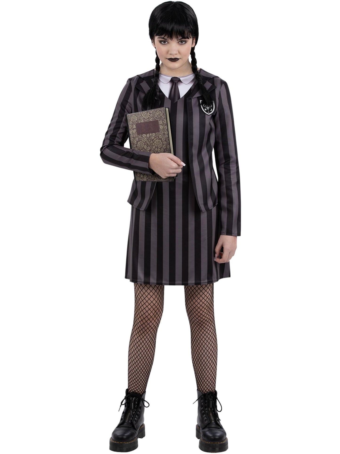 Smiffys Gothic-Girl-Schuluniform-Kostüm für Mädchen in Grün – Produktansicht
