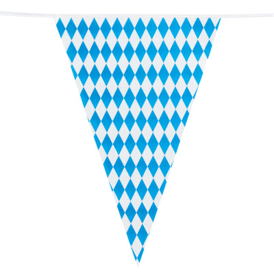 Boland Girlande Oktoberfest Wimpelkette Blau-Weiss 8 m