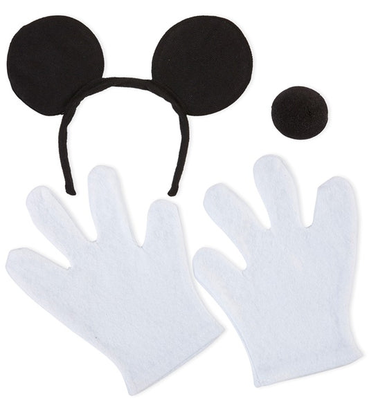 "MÄUSCHEN" Dress- Up- Set (Ohren, Hut, Nase, Handschuhe) Diverse Farben
