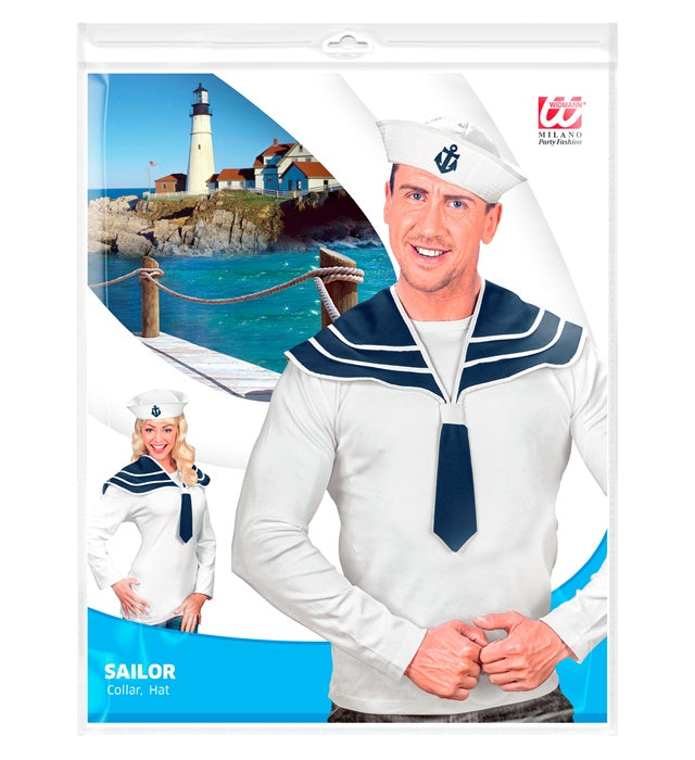 Matrosen-Kostüm Set mit Hut und Kragen für Fasnacht und Karneval