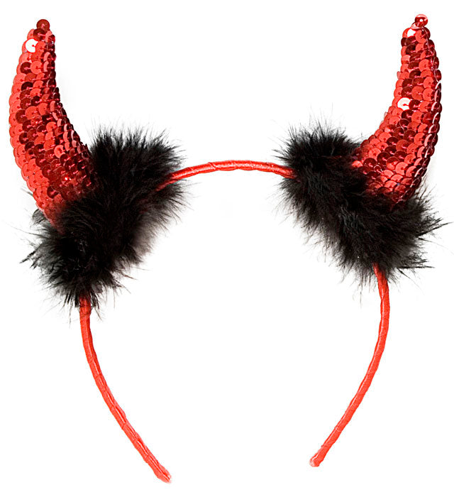 Teufelshörner mit roten Pailletten als Fasnacht-Accessoire