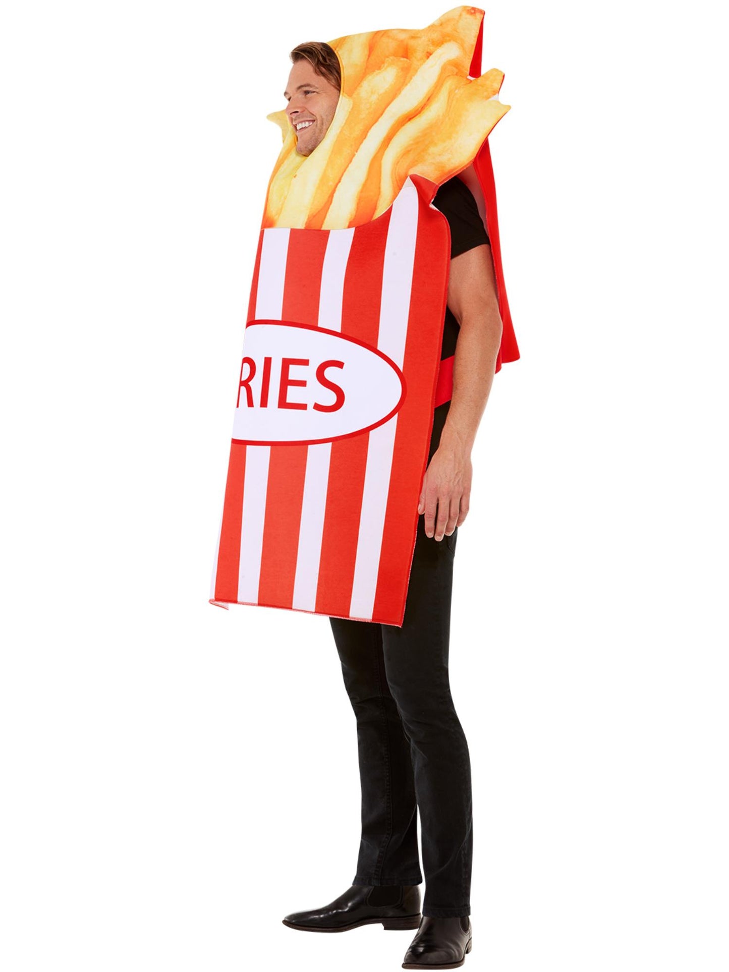 Smiffys French-Fries-Kostüm in Rot-Weiss für Erwachsene – Seitenansicht