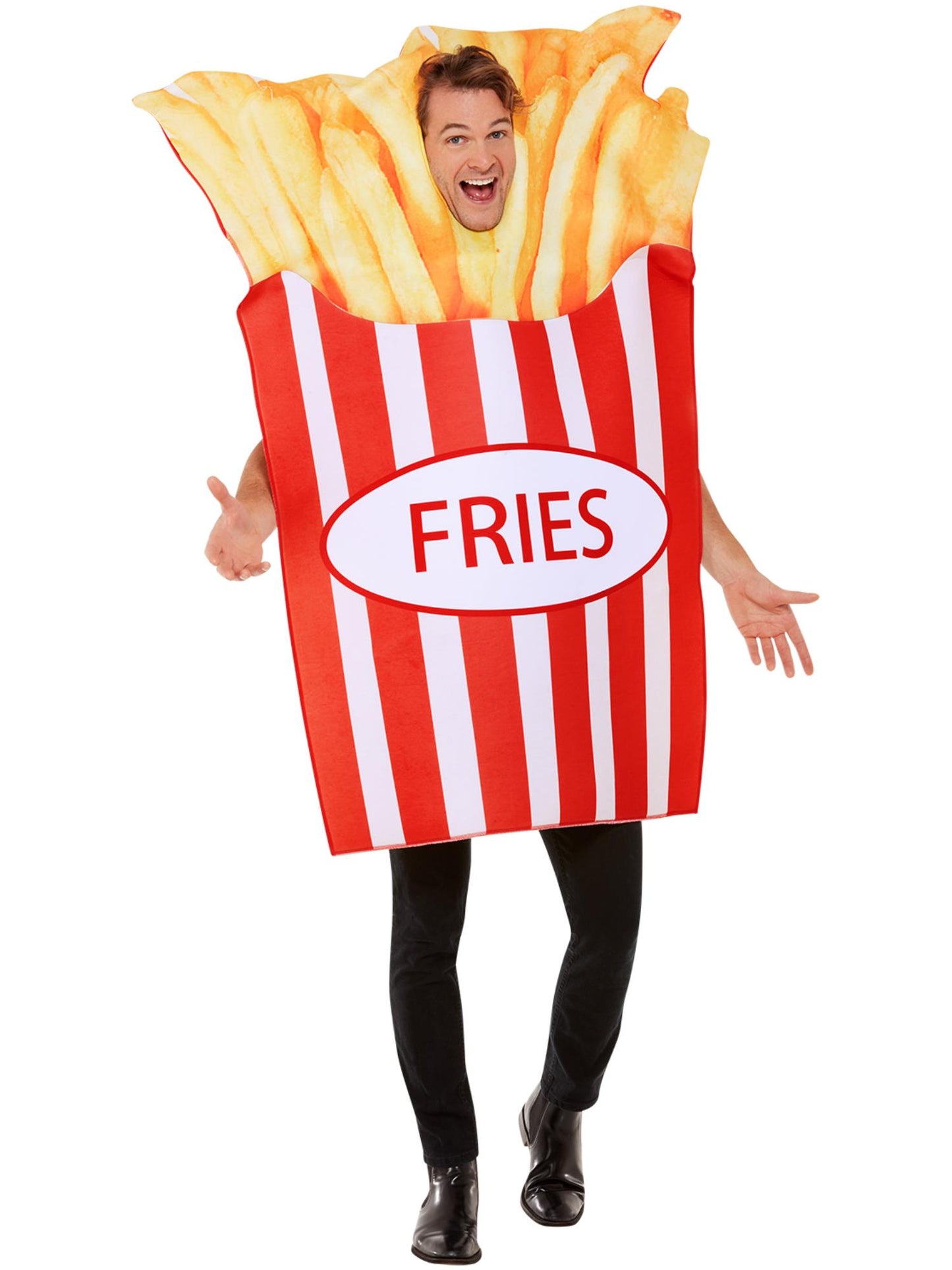 Smiffys French-Fries-Kostüm in Rot-Weiss für Erwachsene – Produktansicht
