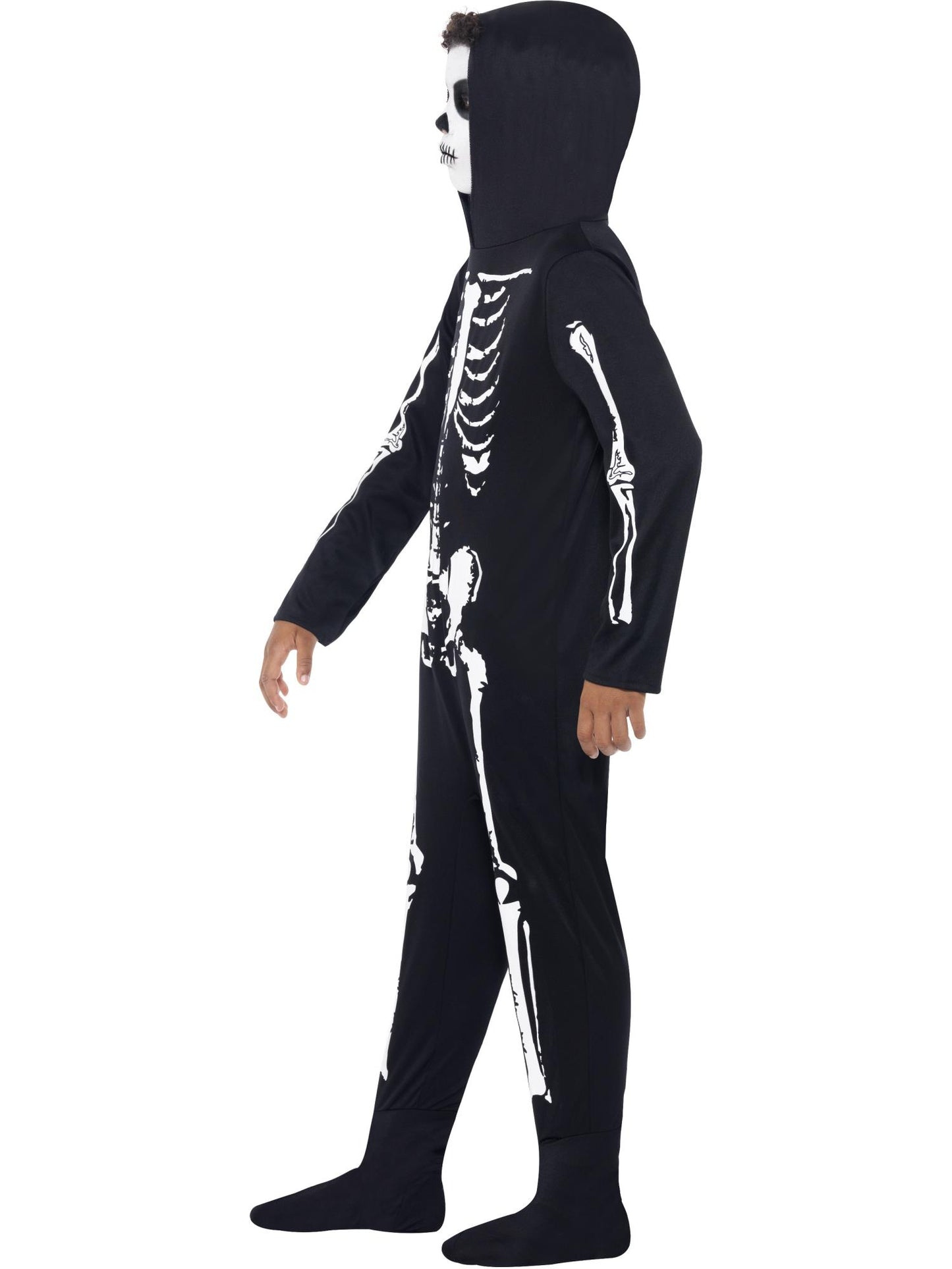 Smiffys Skeleton-Kostüm mit Kapuze für Kinder, Unisex – Seitenansicht