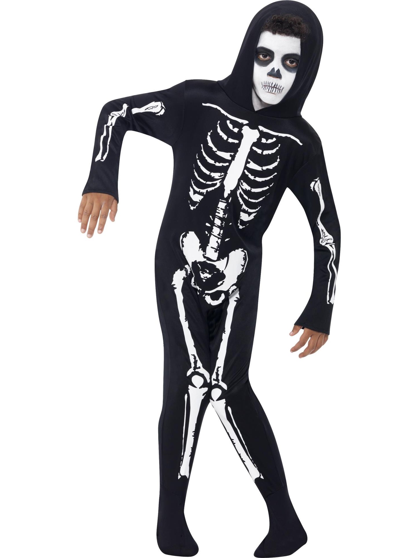 Smiffys Skeleton-Kostüm mit Kapuze für Kinder, Unisex – Produktansicht