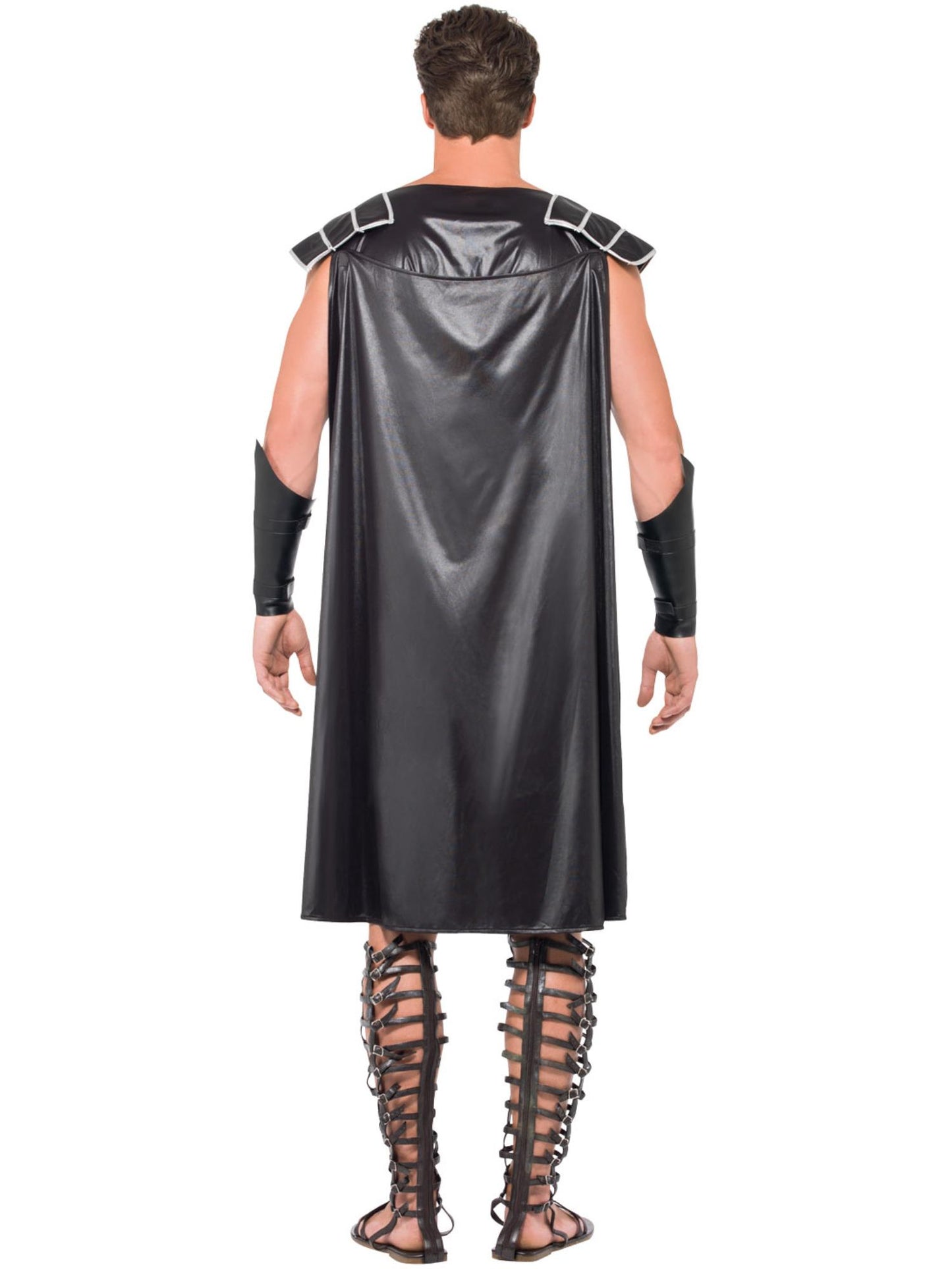 Smiffys Roman Gladiator Kostüm für Herren schwarz mit Tunika Umhang und Armstulpen – Detailansicht