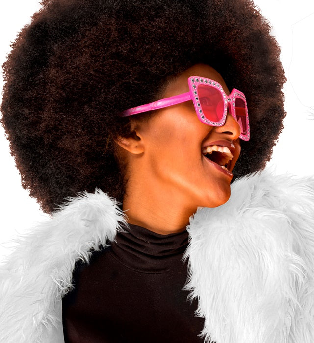 Rosa Strass Brille mit funkelnden Steinen als Fasnacht-Accessoire