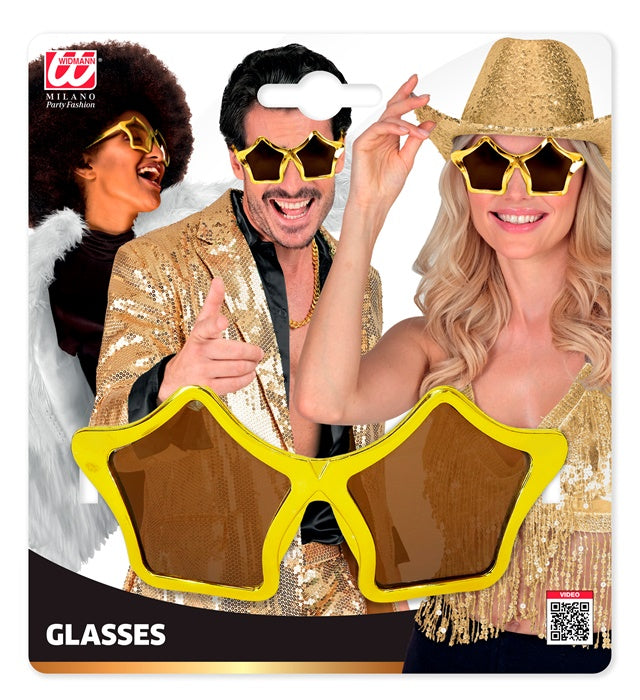 Goldene Sternenbrille mit funkelndem Sternen-Design