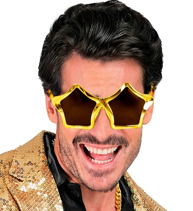 Goldene Sternenbrille mit funkelndem Sternen-Design