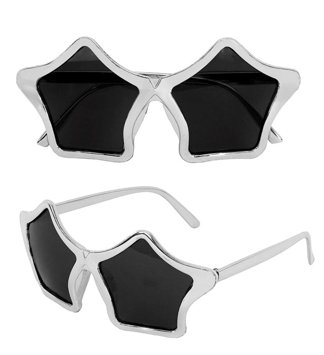 Silberne Sternenbrille mit funkelndem Design für Fasnacht und Karneval