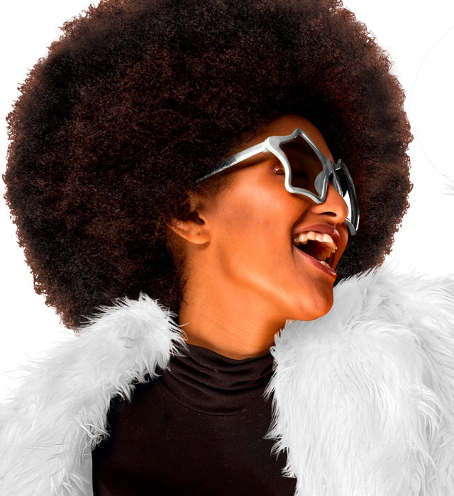 Silberne Sternenbrille mit funkelndem Design für Fasnacht und Karneval
