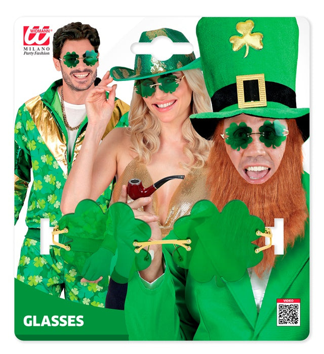 Grüne Kleeblatt-Brille als Fasnachts- und Karneval-Accessoire