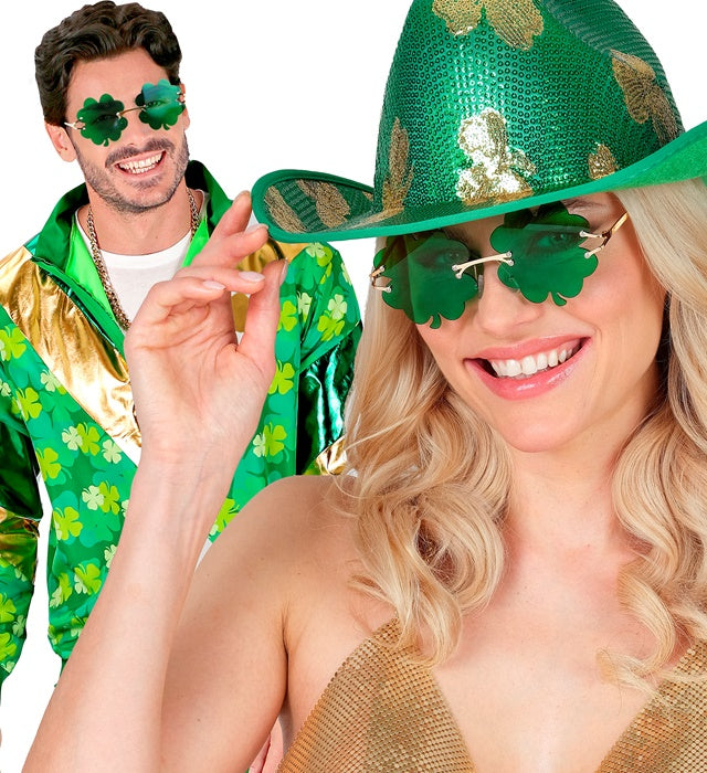 Grüne Kleeblatt-Brille als Fasnachts- und Karneval-Accessoire