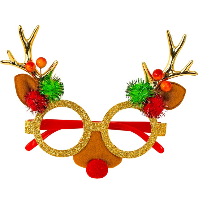 Rentier-Brille mit Geweih als lustiges Fasnachts-Accessoire