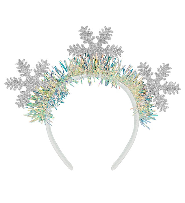 Haarreif mit glitzernden Schneeflocken als Accessoire für Winter und Fasnacht