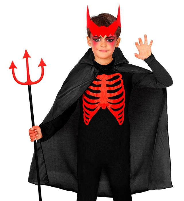 Schwarzer Umhang Kindergröße 100 cm als Kostümzubehör für Fasnacht und Halloween