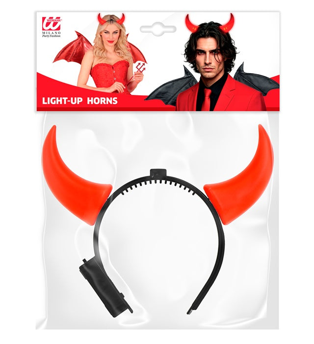 Leuchtende Teufelshörner mit rotem Licht als Halloween- und Fasnachtsaccessoire