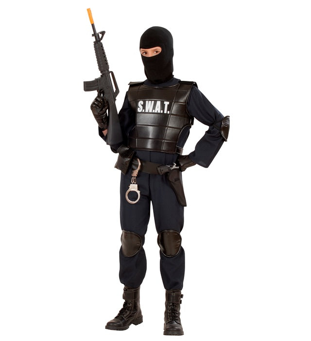 Agent S.W.A.T Kostüm mit kugelsicherer Weste, Gürtel, Knieschonern und Maske
