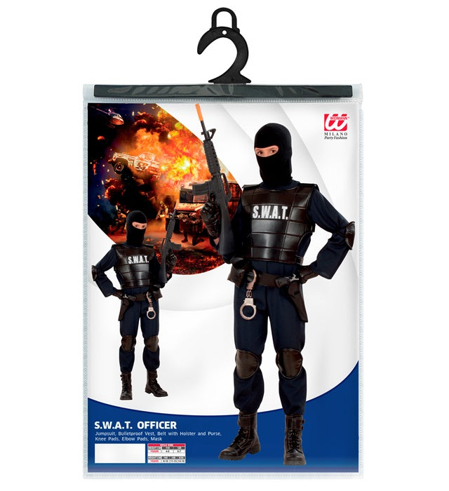 Agent S.W.A.T Kostüm mit kugelsicherer Weste, Gürtel, Knieschonern und Maske