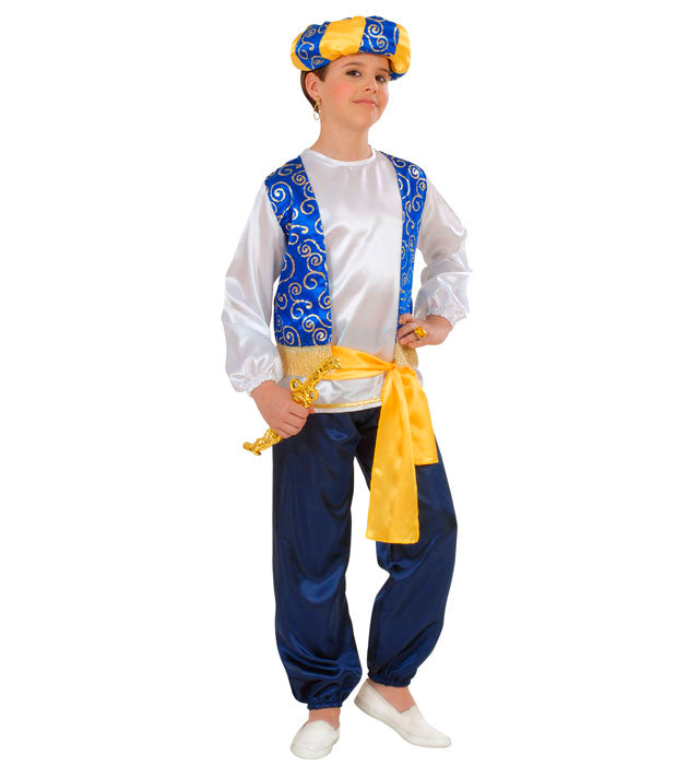 Arabischer Prinz Kostüm mit Hemd, Weste, Hose, Gürtel und Turban für Fasnacht