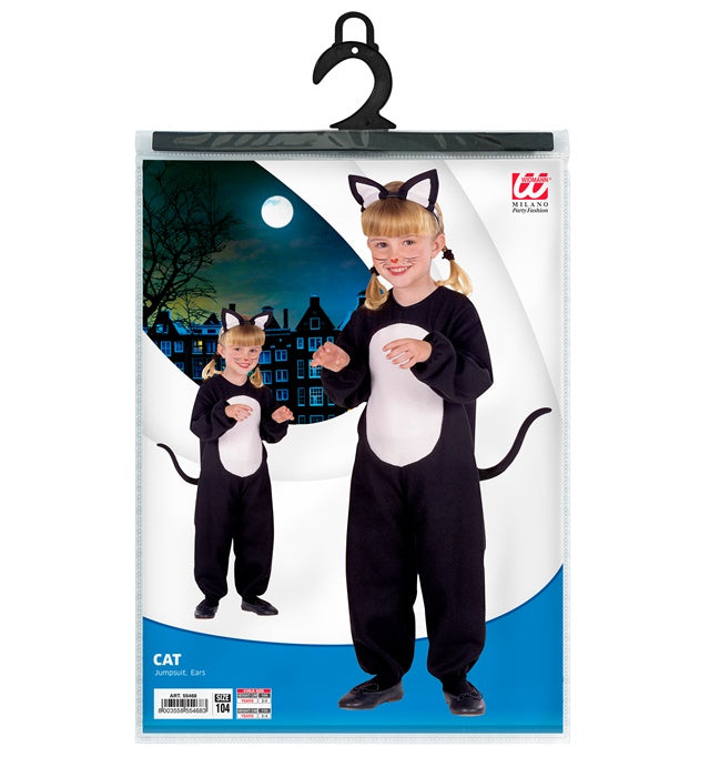 Kätzchen Kostüm-Set mit schwarzen Katzenohren auf Haarreif