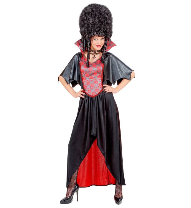 Barockes Vampirdamen-Kostüm mit Mantel und Kragen in elegantem Design