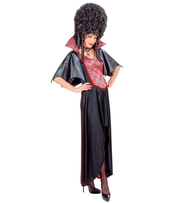 Barockes Vampirdamen-Kostüm mit Mantel und Kragen in elegantem Design