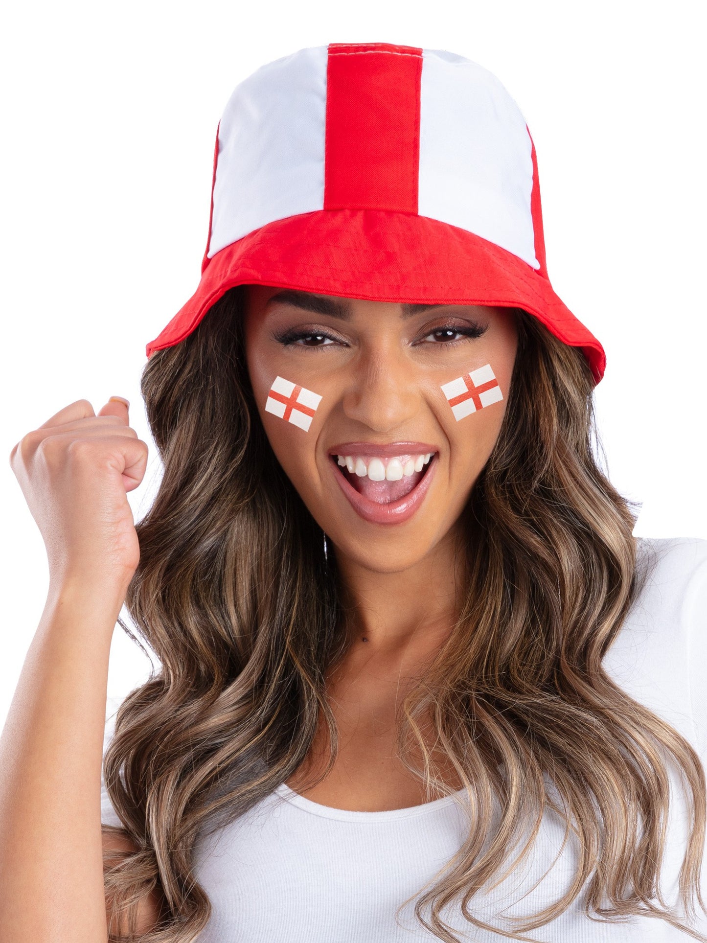 Smiffys England Bucket Hat in Weiss für Erwachsene