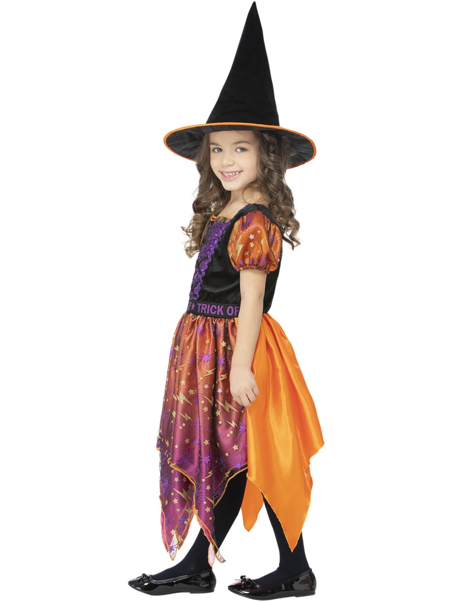 Smiffys Moon & Stars Hexenkostüm für Mädchen mit Kleid und Hut – Seitenansicht