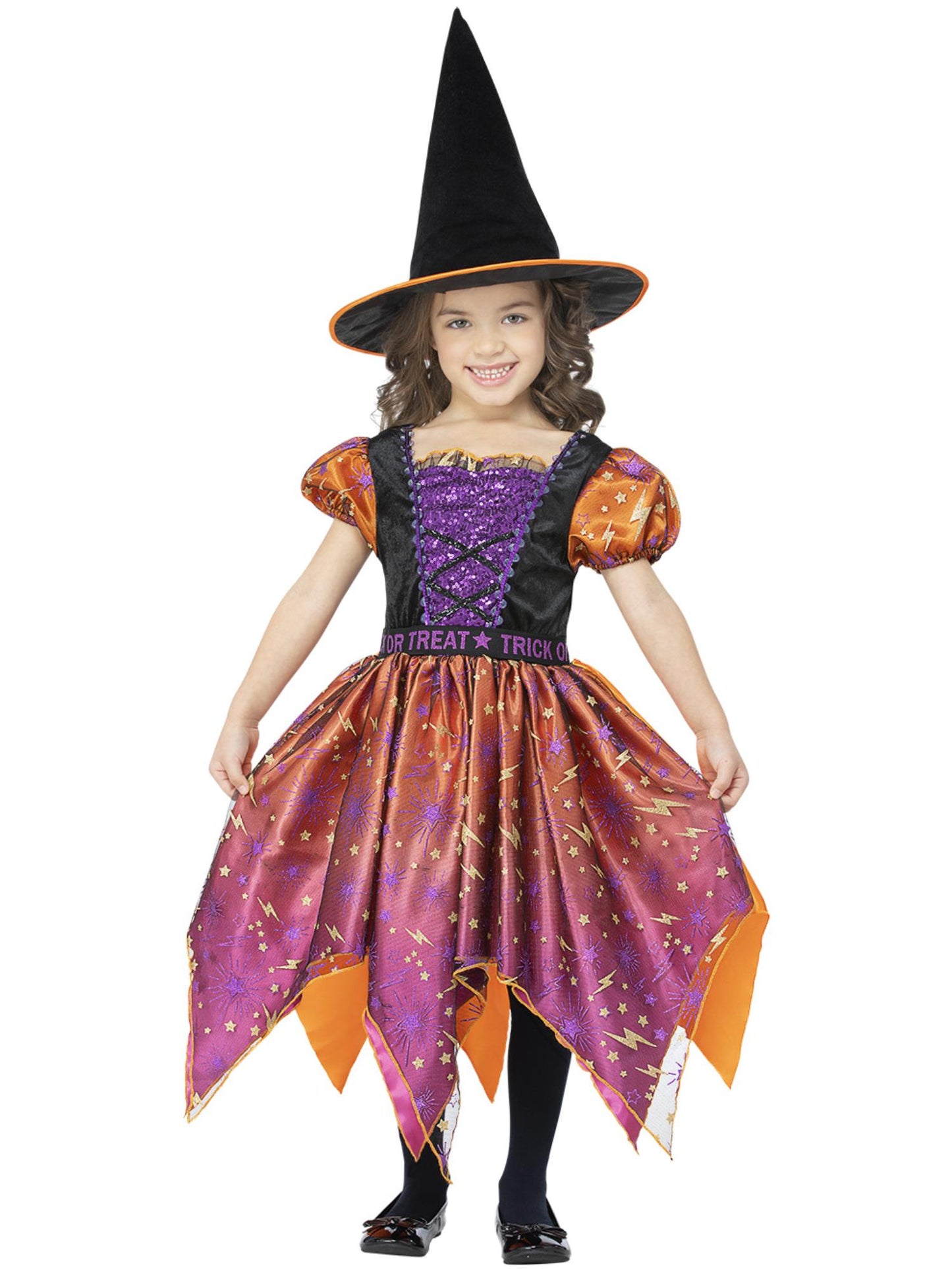 Smiffys Moon & Stars Hexenkostüm für Mädchen mit Kleid und Hut – Produktansicht