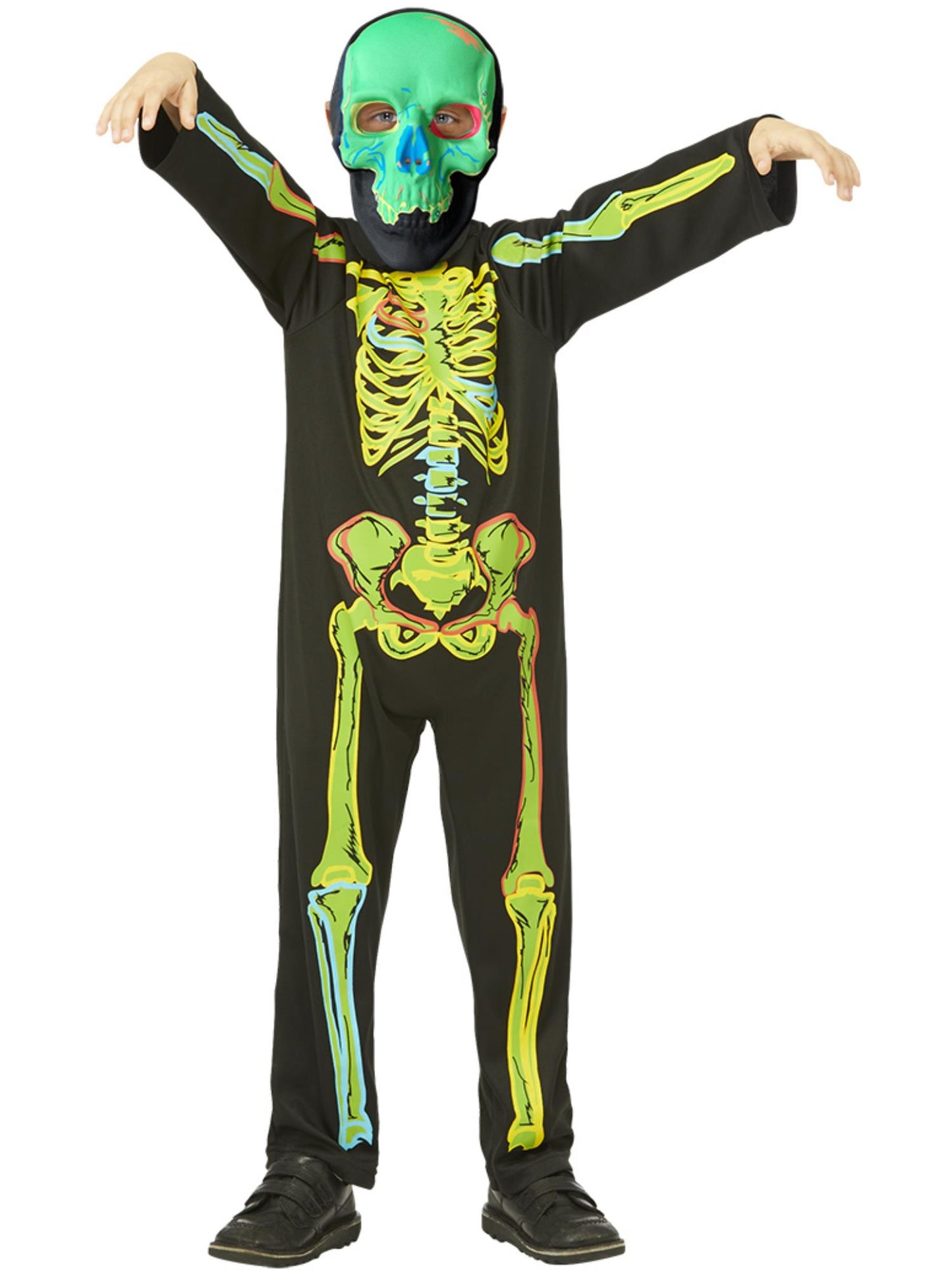 Smiffys Neon Skeleton Glow in the Dark Kostüm für Kinder – Produktansicht
