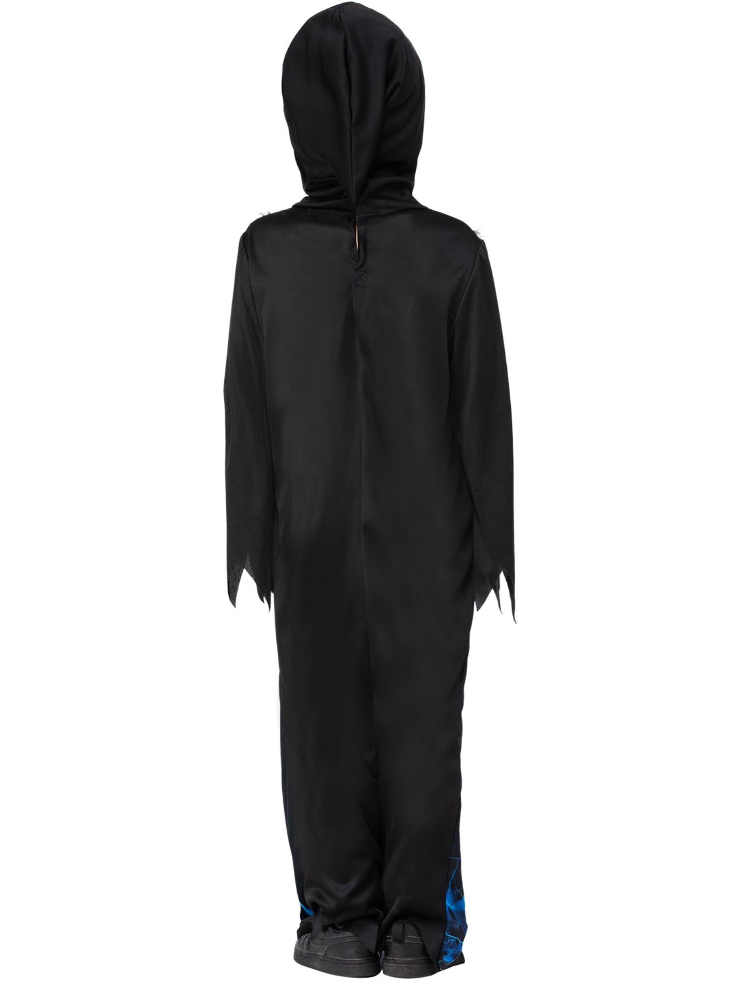 Smiffys Skeleton Reaper Kostüm für Kinder in Schwarz mit Robe und Maske mit Kapuze – Detailansicht