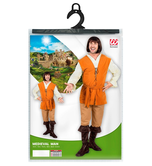 Bauer-Kostüm Set mit Hemd, Weste, Hose und Stiefelüberziehern für Fasnacht