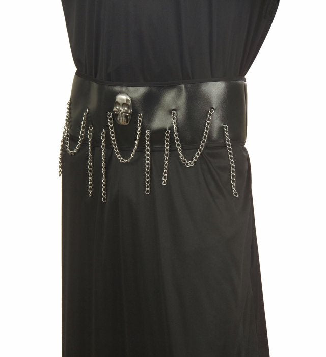 SKULL MASTER Kostüm schwarze Tunika mit Kapuze und Totenkopf-Accessoires